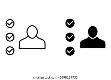 employee icon with checklist. vector. Editable stroke.linear style sign for use in web design, logo illustration.Symbol.