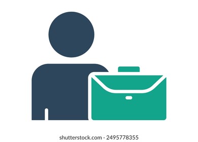 Employee icon. man with briefcase. icon related to represent. solid icon style. business elements vector illustration