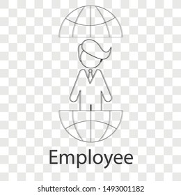 Employee icon on transparency background. Line vector illustration for web page. 