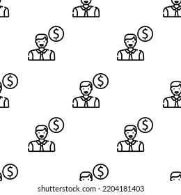 Employee Icon Pattern. Seamless Employee Pattern On White Background.