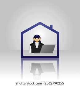 employee icon, people in formal clothes using laptops in the house, graphic illustration of employees working in the office, suitable for office, employees, business people, working from home, and etc