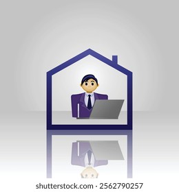 employee icon, people in formal clothes using laptops in the house, graphic illustration of employees working in the office, suitable for office, employees, business people, working from home, and etc