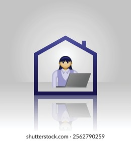 employee icon, people in formal clothes using laptops in the house, graphic illustration of employees working in the office, suitable for office, employees, business people, working from home, and etc