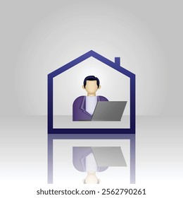 employee icon, people in formal clothes using laptops in the house, graphic illustration of employees working in the office, suitable for office, employees, business people, working from home, and etc