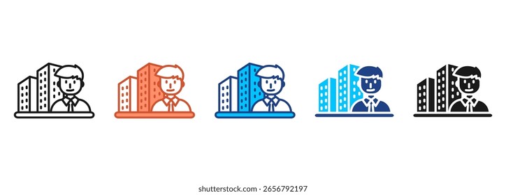 Conjunto de iconos de empleado Colección de estilos múltiples
