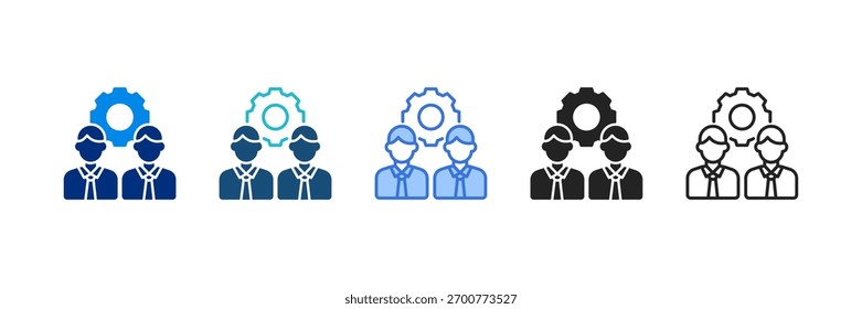 Ilustração de vetor de vários estilos de conjunto de ícones de funcionários