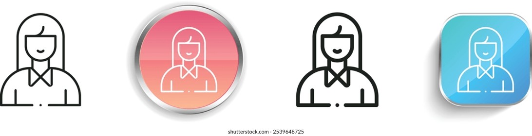 icono de empleado. Diseño de estilo lineal delgado, regular y de Botón aislado sobre fondo blanco