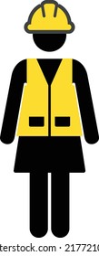 Employee icon vector female construction worker person profile avatar with hardhat helmet in glyph pictogram illustration