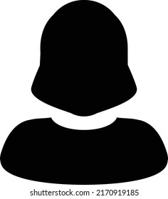 Employee icon vector female user person profile avatar symbol for business in a flat color glyph pictogram sign illustration
