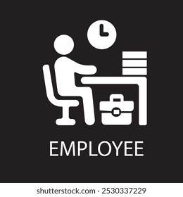 Employee icon vector male person avatar symbol with table for office occupation in flat color glyph pictogram illustration