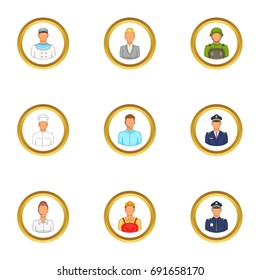 Employee icons set. Cartoon set of 9 employee vector icons for web isolated on white background