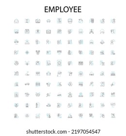 employee icons, signs, outline symbols, concept linear illustration line collection