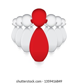employee icons, triangle shaped leaders or bowling pins