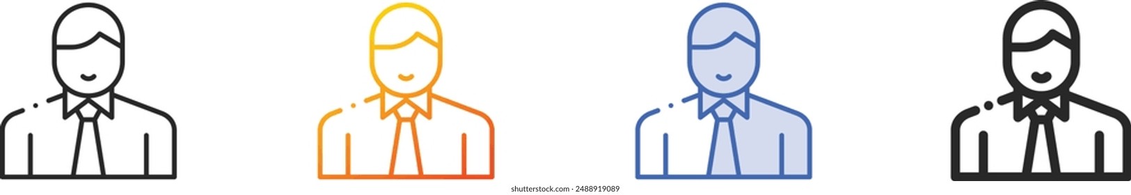 employee icon.Thin Linear, Gradient, Blue Stroke and bold Style Design Isolated On White Background