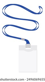 Insignias de identificación de empleado con cordón azul, en blanco, con espacio de copia