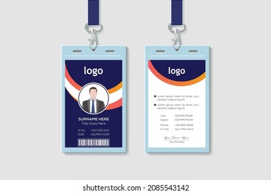 Employee ID Card Design Template. Vertical Double-sided Multipurpose For Company Stuff Identity Card Design. Vector Illustration