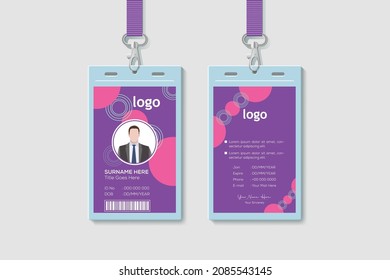 Employee ID Card Design Template. Vertical Double-sided Multipurpose For Company Stuff Identity Card Design. Vector Illustration