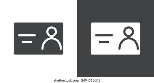 Employee id card icon Flat set in black and white color outline vector