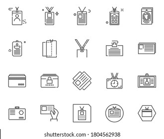 Employee ID card thin line icon set, vector eps10, 64x64 Pixel perfect icon, editable icon for web design and application on white isolated 