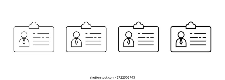 Conjunto De Vectores De Iconos De Id. De Empleado En Diferentes Estilos De Línea De Trazo