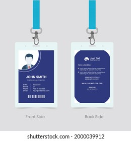 Employee ID. Simple realistic design. Cute cartoon style. Flat style illustration.  Office id card template. Creative and professional card. Vector illustration, Illustration eps 10