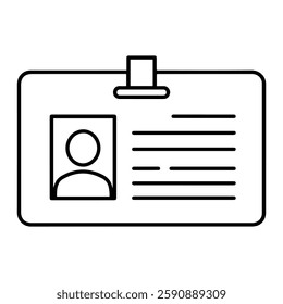 Employee Identification Card Icon, Workplace Security Badge and Staff Verification Symbol