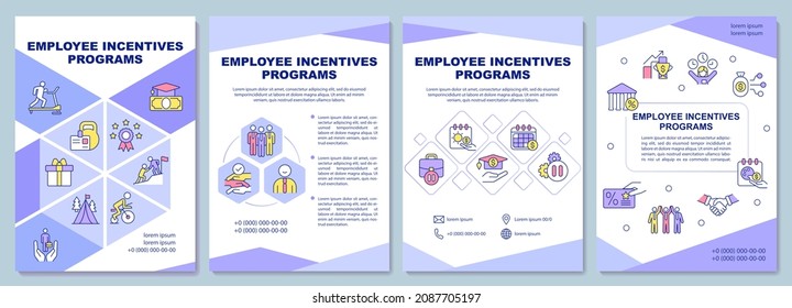 Employee incentives programs brochure template. Booklet print design with linear icons. Vector layouts for presentation, annual reports, advertisement. Arial-Black, Myriad Pro-Regular fonts used