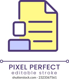 Employee information pixel perfect RGB color icon. Personal profile. Worker data safety. Isolated vector illustration. Simple filled line drawing. Editable stroke. Poppins font used