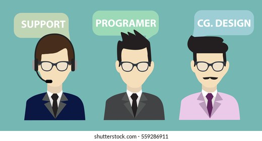 Employee for information system flat design vector.