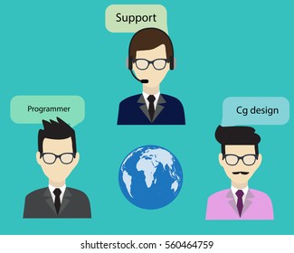 Employee for information system flat design vector.