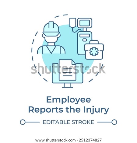 Employee injury report soft blue concept icon. Medical service, health care. Worker illness. Round shape line illustration. Abstract idea. Graphic design. Easy to use in infographic, presentation