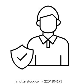 Employee insurance Black outline Vector Icon

