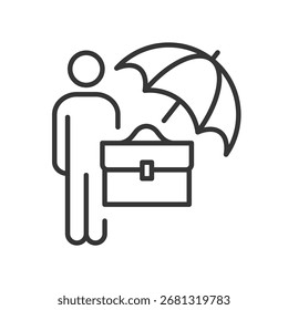 ícone de seguro do funcionário, ilustração de vetor linear