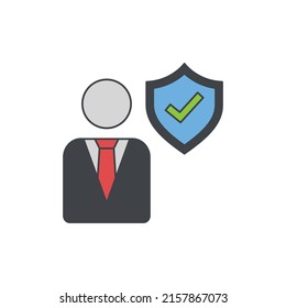 Employee, insurance protection icon in color, isolated on white background 