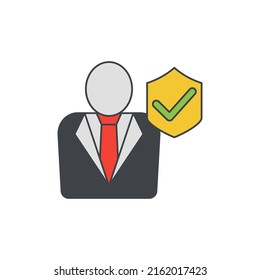 Employee, insurance protection icon in color, isolated on white background 