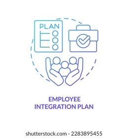 Employee integration plan blue gradient concept icon. Prevent mass resignation from workers abstract idea thin line illustration. Checklist. Isolated outline drawing. Myriad Pro-Bold font used