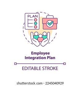 Employee integration plan concept icon. Prevent mass resignation from workers abstract idea thin line illustration. Isolated outline drawing. Editable stroke. Arial, Myriad Pro-Bold fonts used