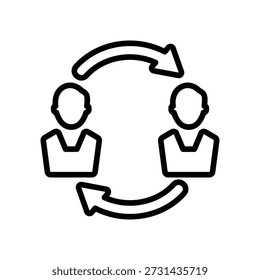 Employee interaction icon, Line Vector graphics