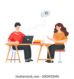 Employee interview in flat design illustration