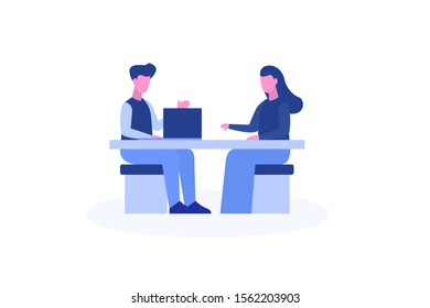 Employee interview illustration concept for web landing page template, banner, flyer and presentation