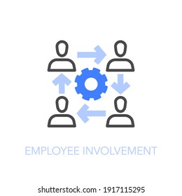 Employee involvement symbol with employees in working process. Easy to use for your website or presentation.