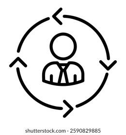 Employee Job Rotation Icon, Workplace Training and Skill Enhancement Symbol