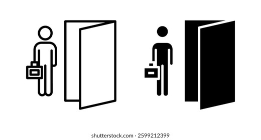 Employee leave exit icon set, Symbol isolated white background. vector illustration. color editable.