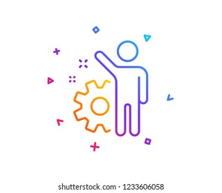 Employee line icon. Business management sign. Work or gear symbol. Gradient line button. Employee icon design. Colorful geometric shapes. Vector