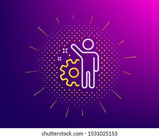 Employee line icon. Halftone pattern. Business management sign. Work or gear symbol. Gradient background. Employee line icon. Yellow halftone pattern. Vector