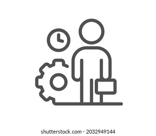 Employee line icon. Work project sign. Job service symbol. Quality design element. Linear style employee icon. Editable stroke. Vector