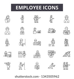 Employee line icons for web and mobile design. Editable stroke signs. Employee  outline concept illustrations