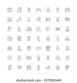 Employee linear icons, signs, symbols vector line illustration set