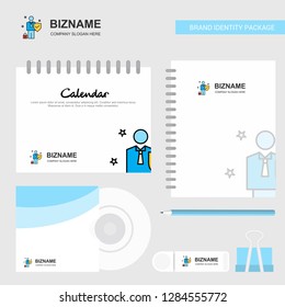 Employee Logo, Calendar Template, CD Cover, Diary and USB Brand Stationary Package Design Vector Template