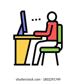 employee looking on computer screen color icon vector. employee looking on computer screen sign. isolated symbol illustration